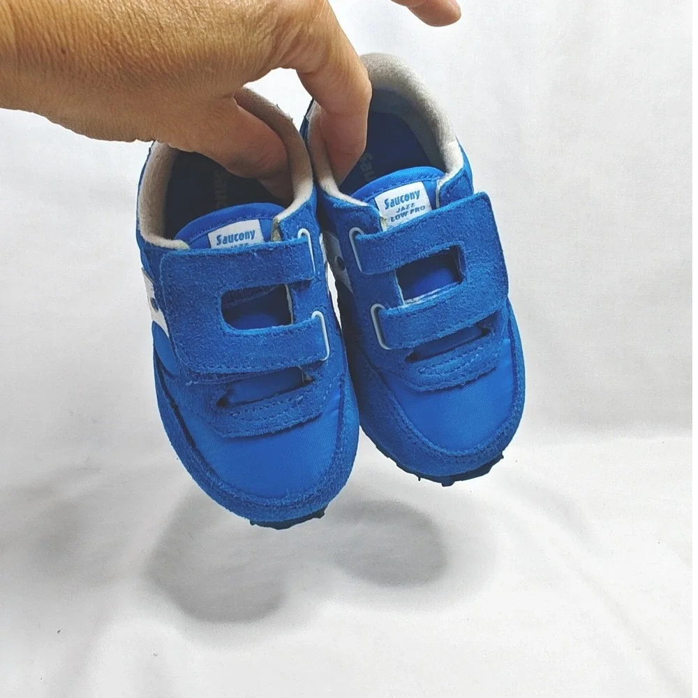 Saucony Baby Jazz H&L Sneakers Blue Suede Nylon Hook Loop 5.5M New
